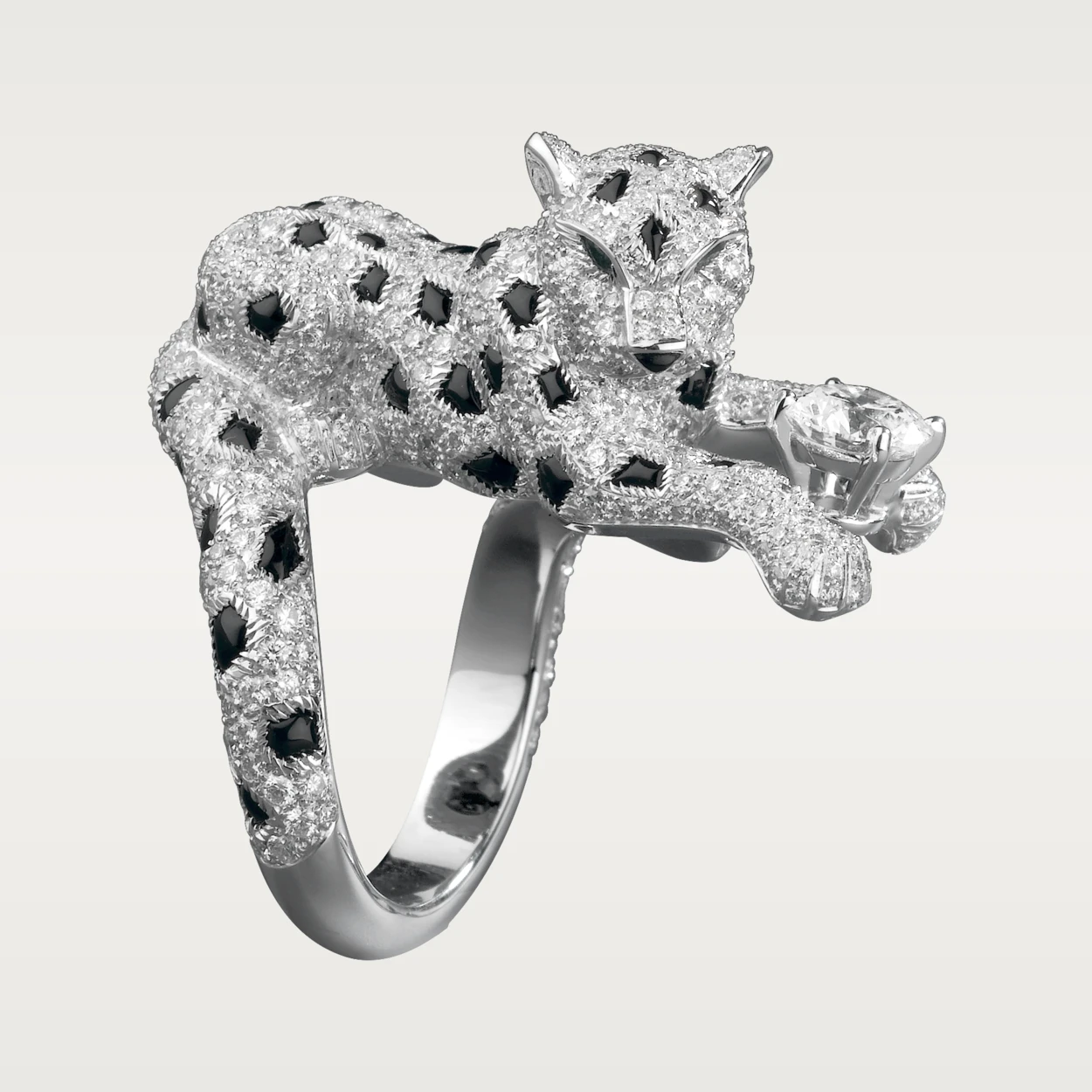 Cartier Panthère de H4190000 Cartier Ring Platinum Emeralds Onyx Diamonds 2