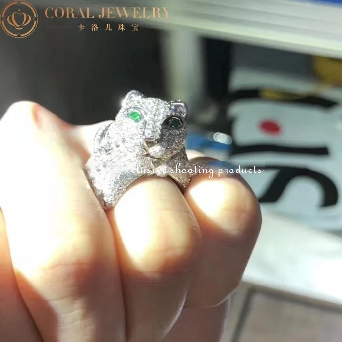 Cartier Panthère De N4183154 Cartier Ring Pave Diamond Emerald White Gold 12
