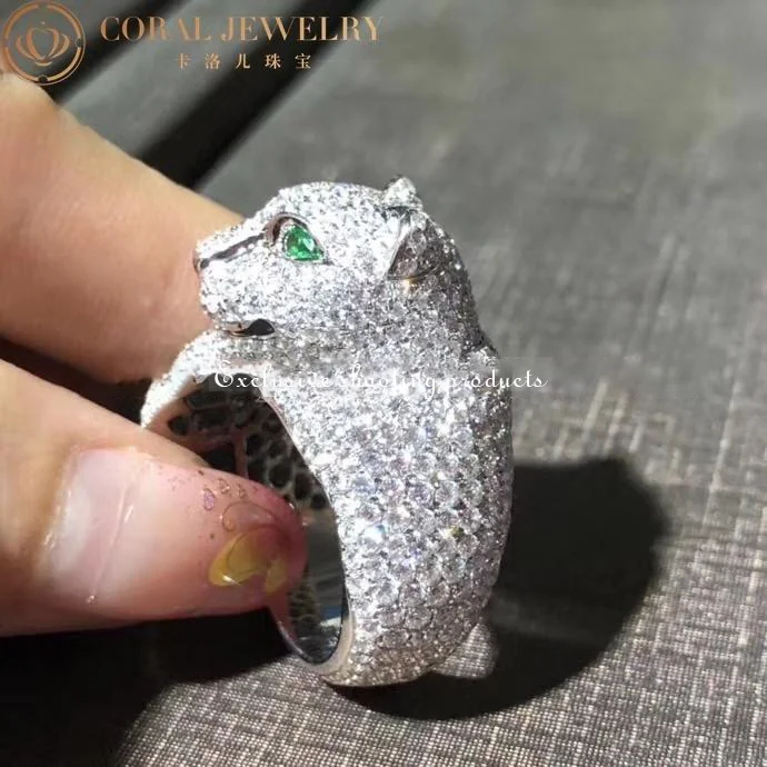 Cartier Panthère De N4183154 Cartier Ring Pave Diamond Emerald White Gold 2