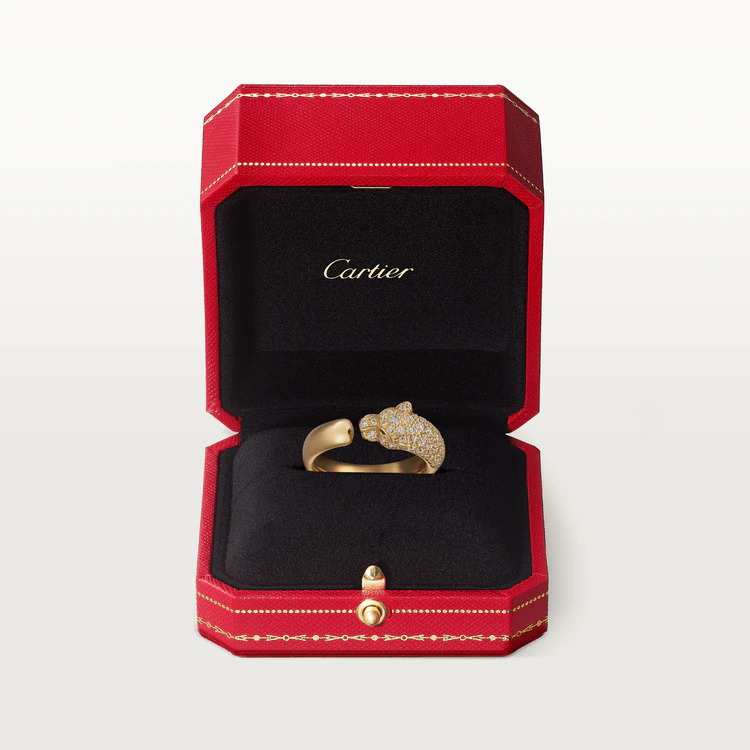 Cartier Panthère De N4765800 Cartier Ring Yellow Gold Emeralds Onyx Diamonds 8