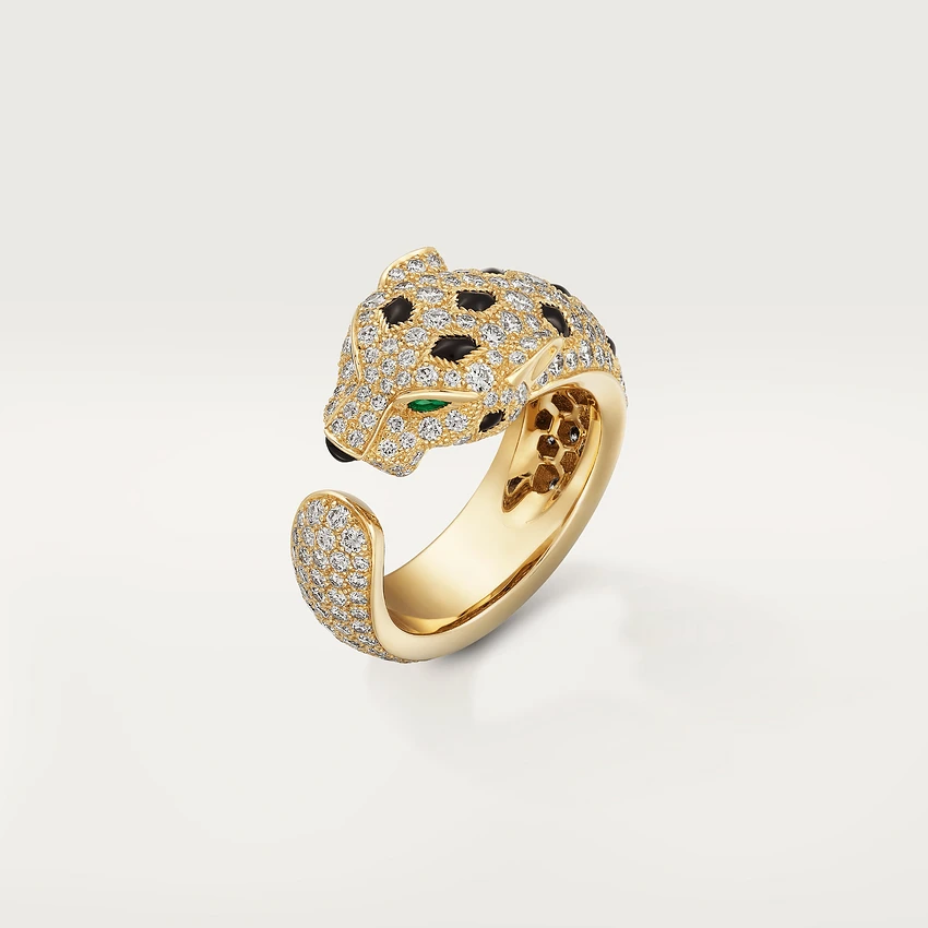 Cartier Panthère De N4767700 Cartier Ring Yellow Gold Diamonds Emeralds Onyx 2