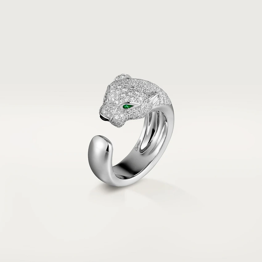 Cartier N4224900 Panthère De Cartier Ring White Gold Diamonds Emeralds Onyx 1