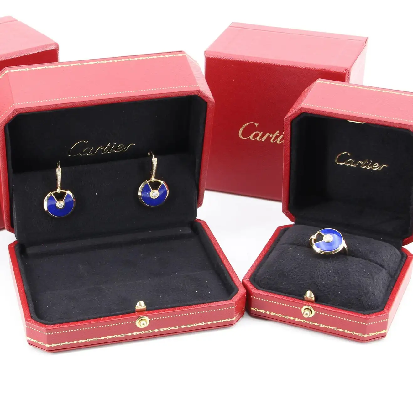 Cartier Amulette Lapis Lazuli Diamond 18 Karat Yellow Gold Ring 5
