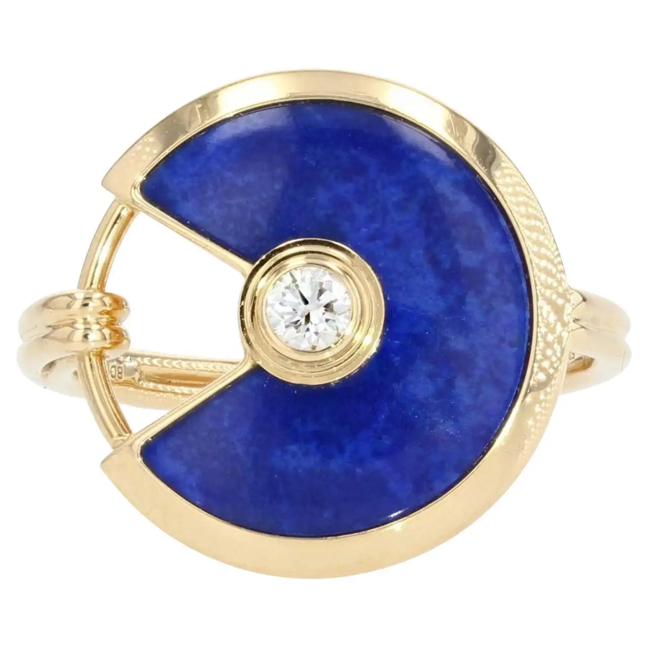 Cartier Amulette Lapis Lazuli Diamond 18 Karat Yellow Gold Ring 4