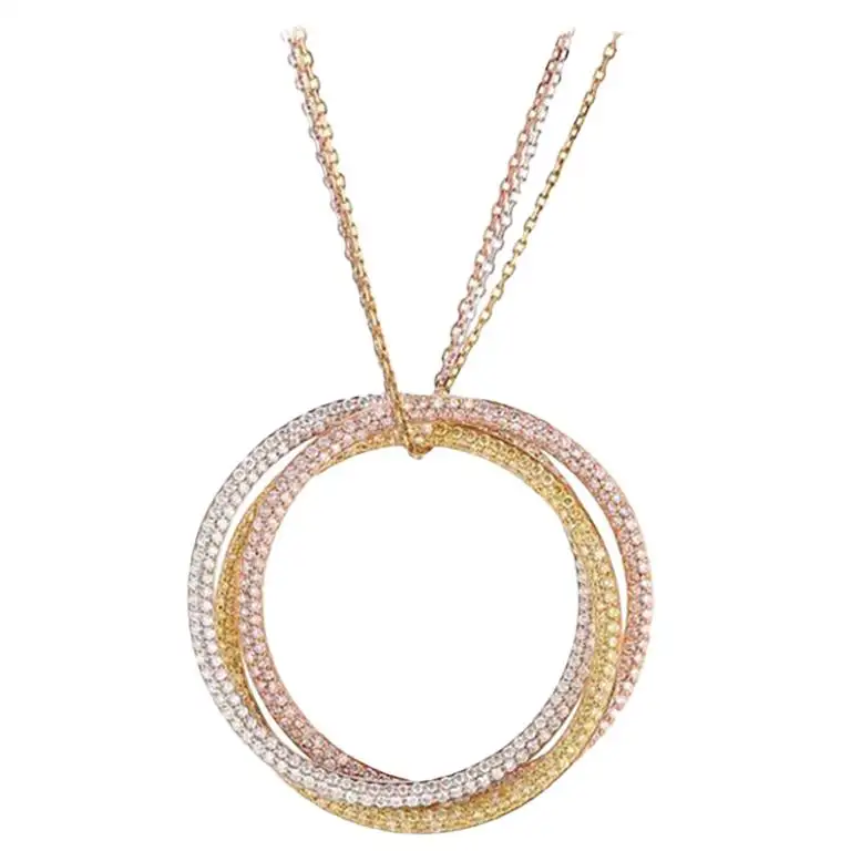 Cartier Trinity All Diamond Pendant Necklace on a Triple Chain