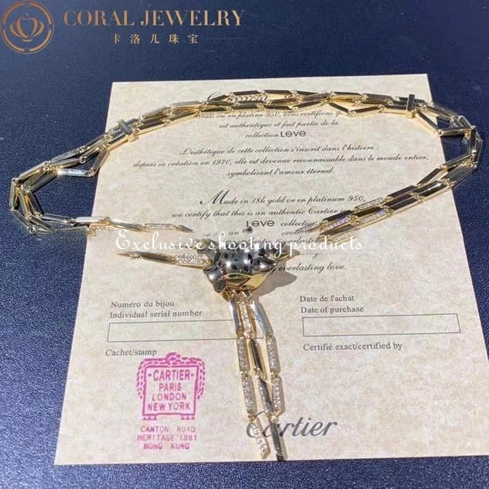 Cartier Panthère de Cartier Necklace Yellow Gold Diamond Peridot Onyx Lacquer Tassel 11