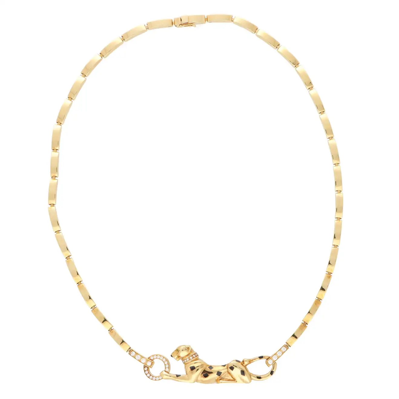Cartier Panthère de N7059200 Cartier Diamond and Tsavorite Garnet Necklace in Yellow Gold 12