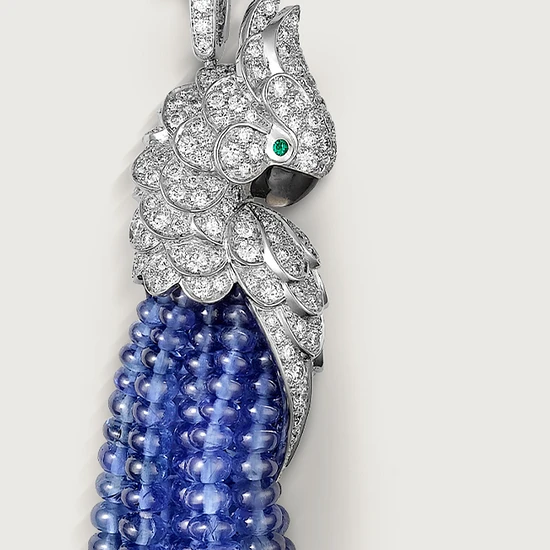 Cartier Les Oiseaux Libérés H3000007 Necklace White Gold Sapphire Diamond Parrot 4
