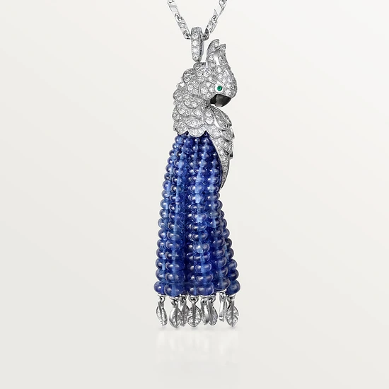 Cartier Les Oiseaux Libérés H3000007 Necklace White Gold Sapphire Diamond Parrot 3