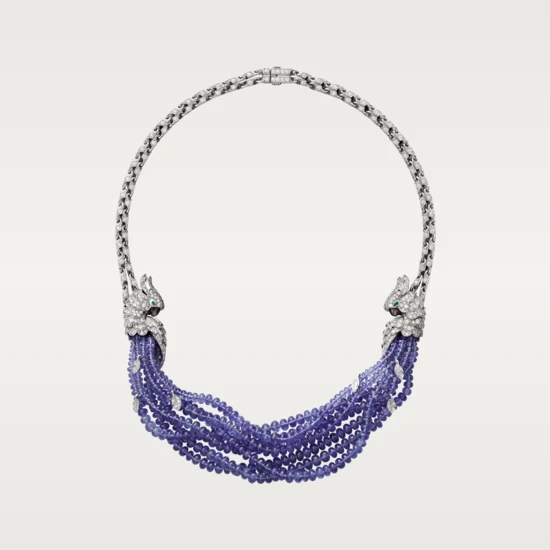 Cartier H7000092 Les Oiseaux Libérés Necklace White Gold Grey Mother-of Pearl Emeralds Tanzanite Diamonds 1