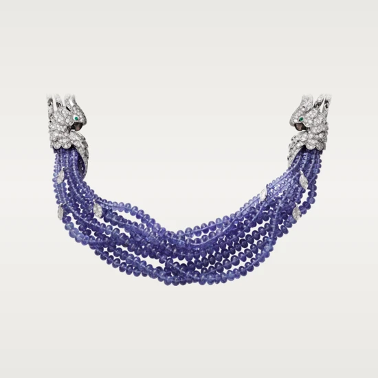 Cartier H7000092 Les Oiseaux Libérés Necklace White Gold Grey Mother-of Pearl Emeralds Tanzanite Diamonds 5