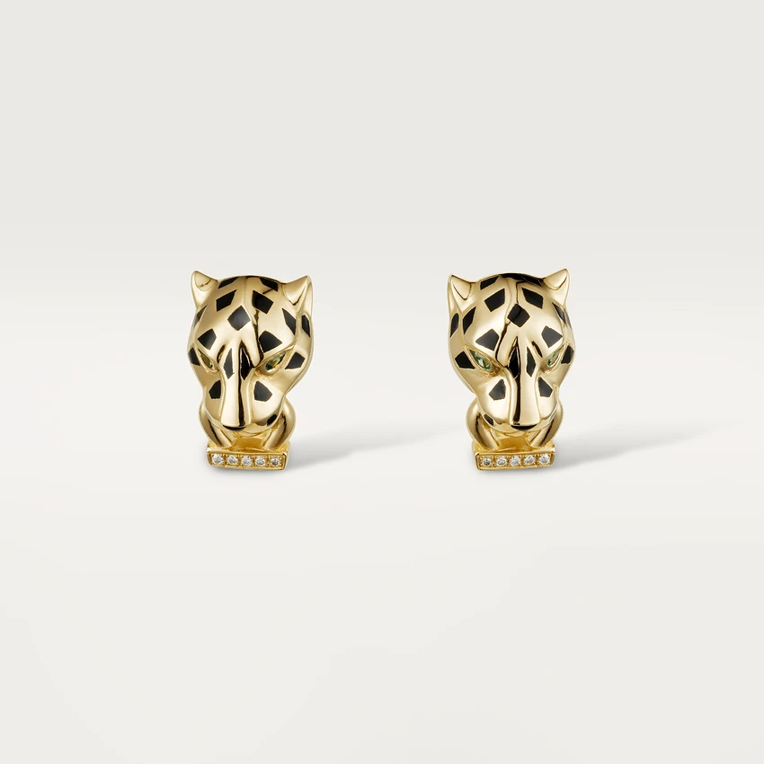Cartier Panthère de B8044700 Cartier Earrings Yellow Gold Black Lacquer Tsavorite Diamonds 1