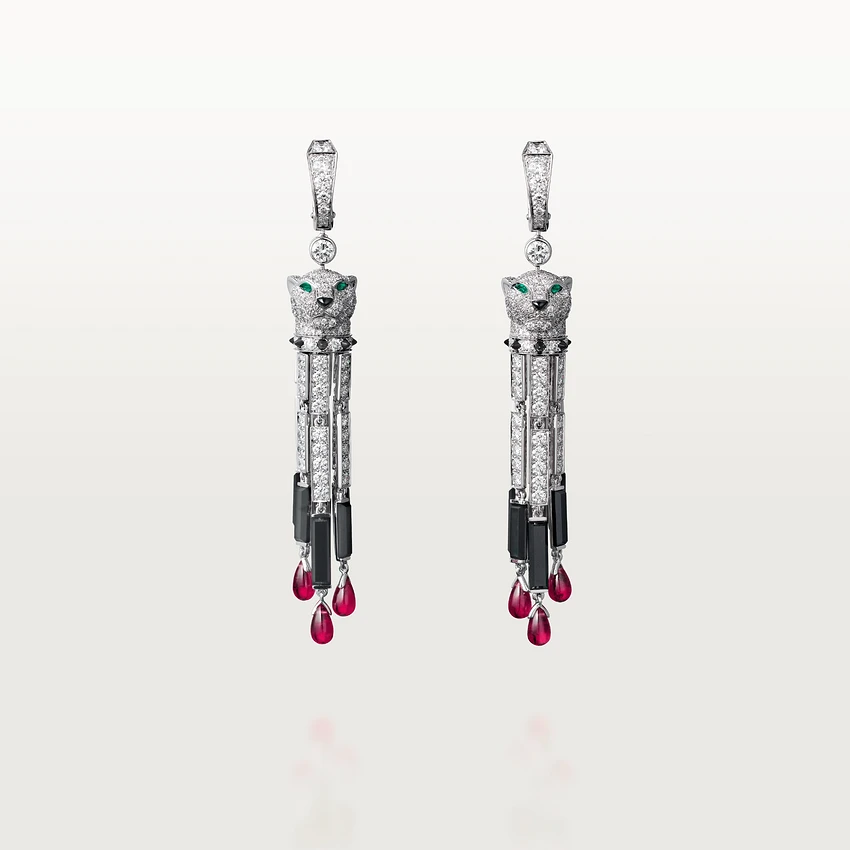 Cartier H8000615 Panthère de Cartier Earrings White Gold Ruby Emeralds Onyx Diamonds 1