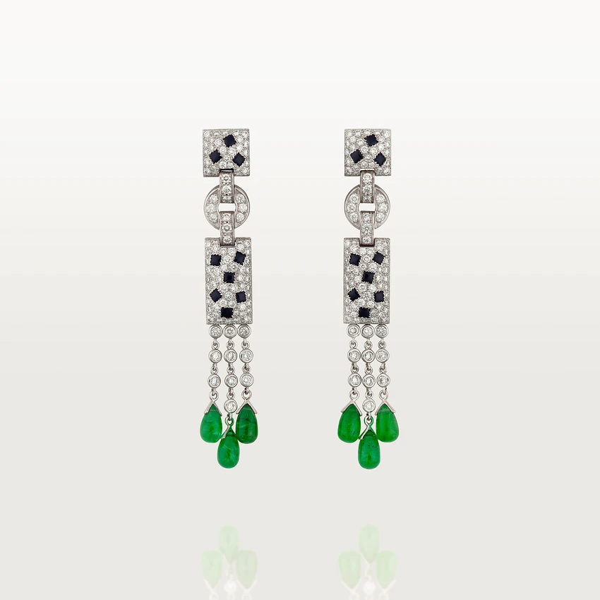 Cartier Panthère de N8026900 Cartier Earrings White Gold Onyx Emeralds and Diamonds 1
