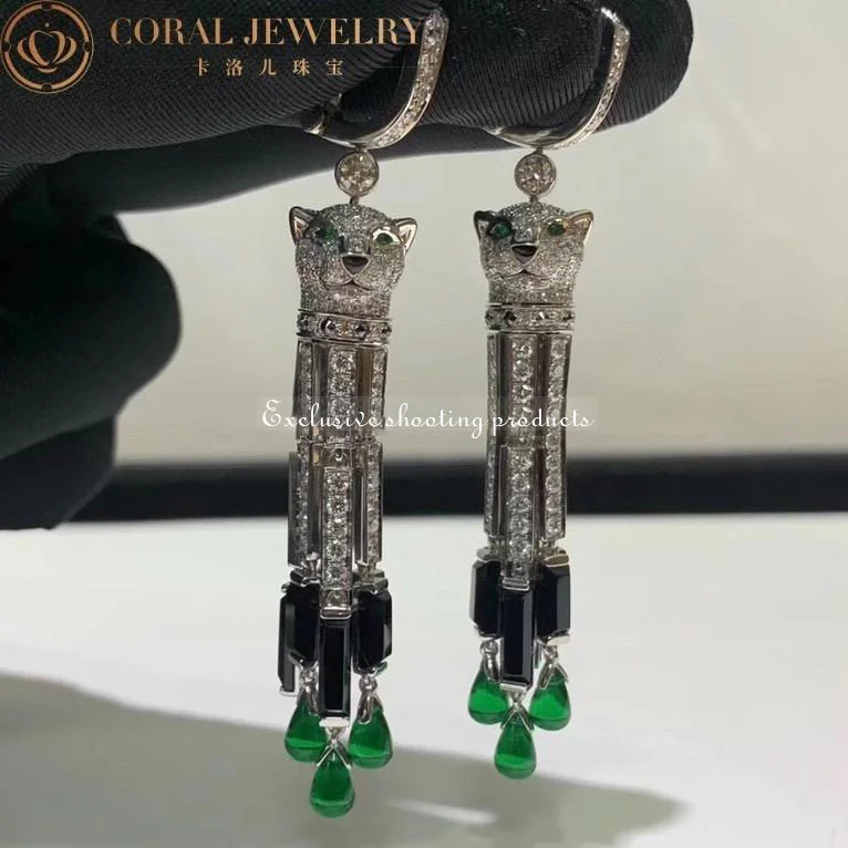 Cartier HP800976 Panthère de Cartier Earrings White Gold Onyx Emeralds and Diamonds 5