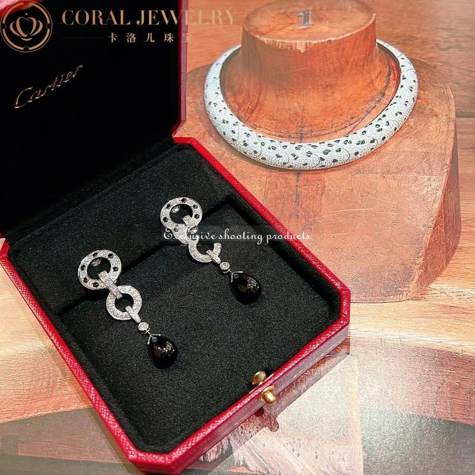 Cartier H8000746 Panthère de Cartier Earrings White Gold Onyx Diamonds 3