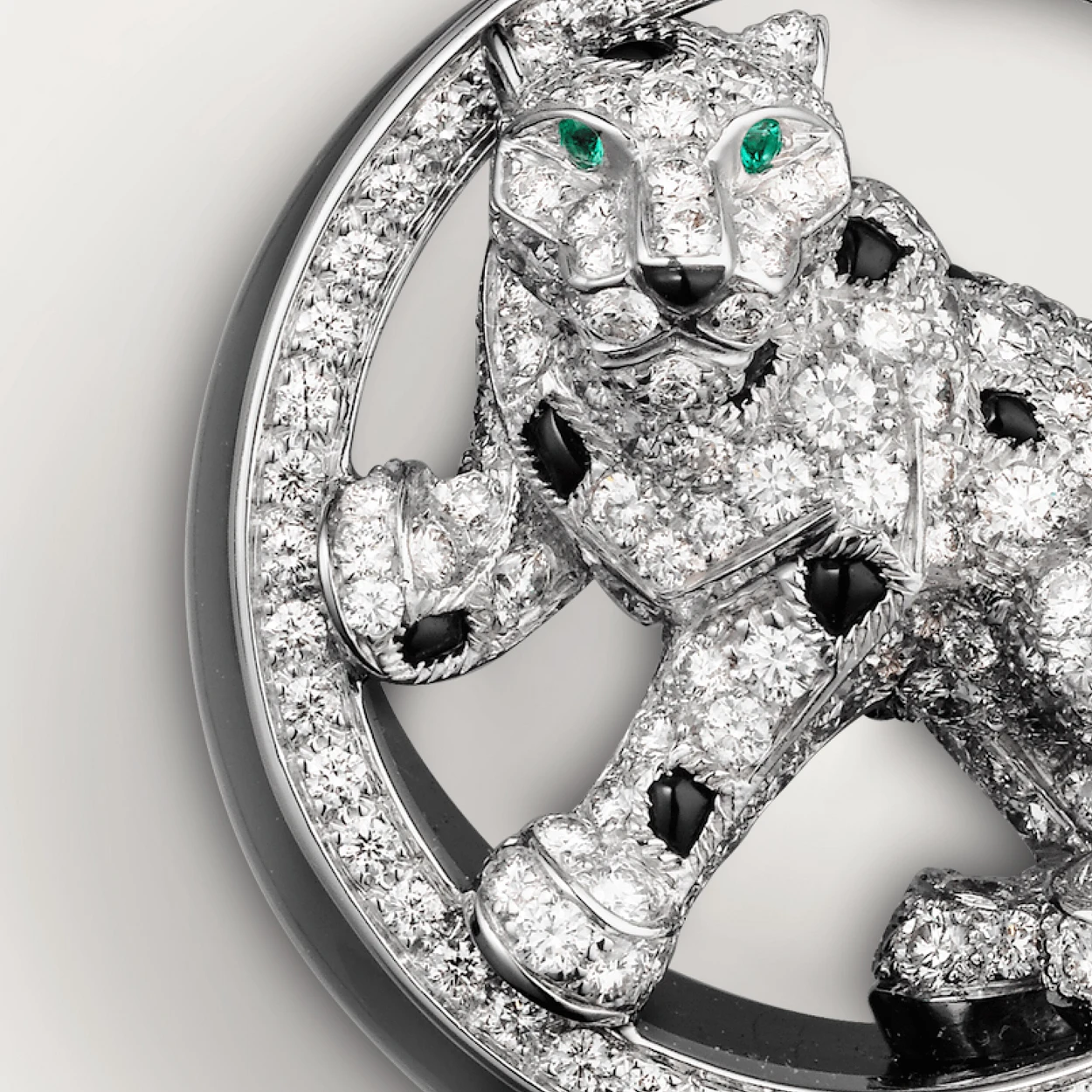 Cartier N8503700 Panthère de Cartier Earrings White Gold Nephrite Jade Onyx Emeralds 2