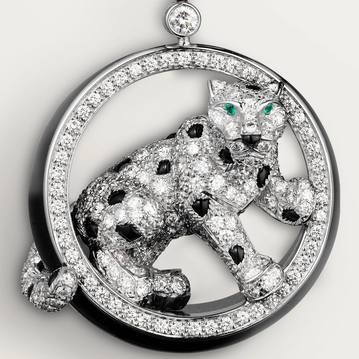 Cartier N8503700 Panthère de Cartier Earrings White Gold Nephrite Jade Onyx Emeralds 3