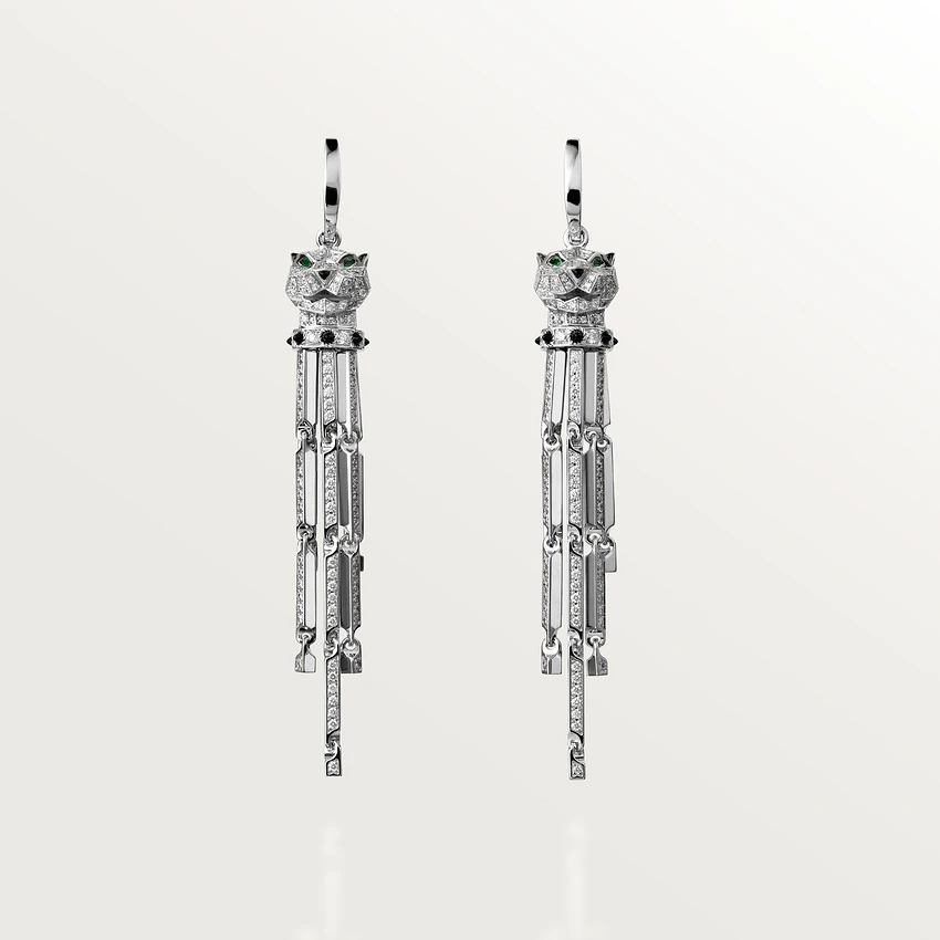 Cartier N8045900 Panthère de Cartier Earrings White Gold Emeralds Onyx Diamonds 1