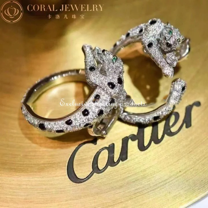 Cartier H8000330 Panthère de Cartier Earrings White Gold Emeralds Onyx Diamonds 9