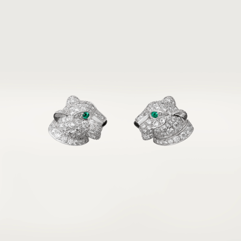 Cartier N8050700 Panthère de Cartier Earrings White Gold Diamonds Emeralds Onyx 1