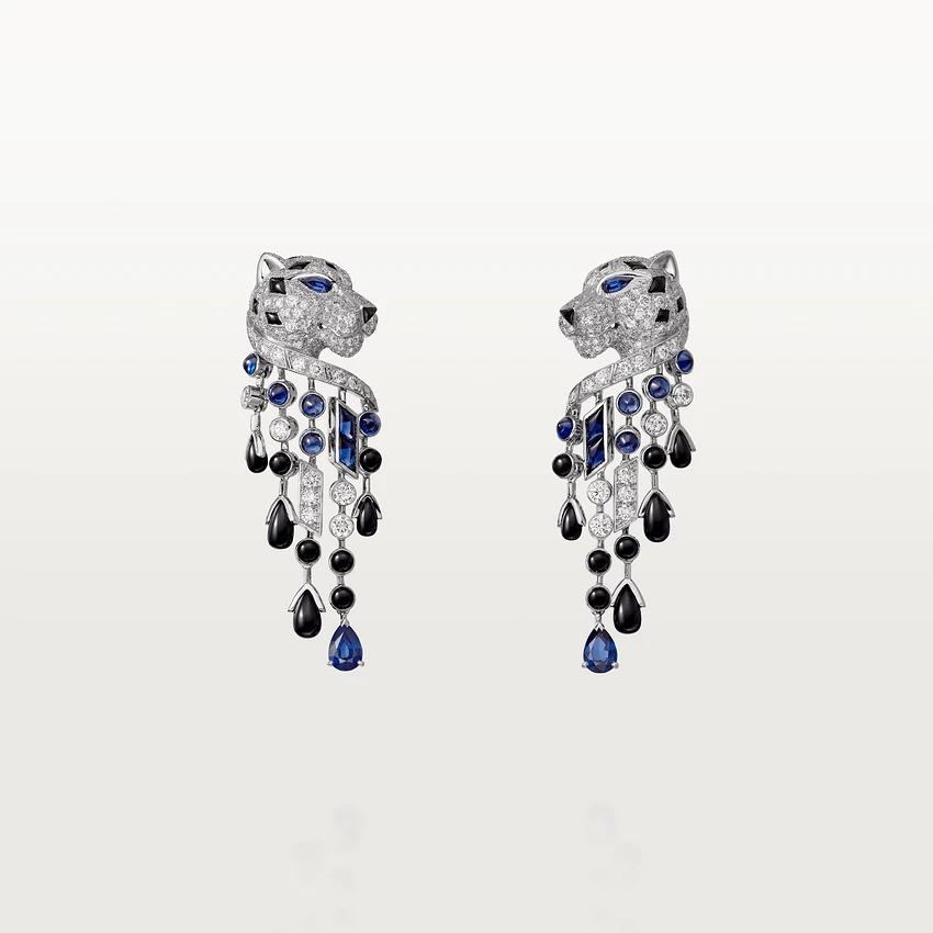 Cartier Panthère de H8000657 Cartier Earrings White Gold Diamonds Emeralds Sapphires 1