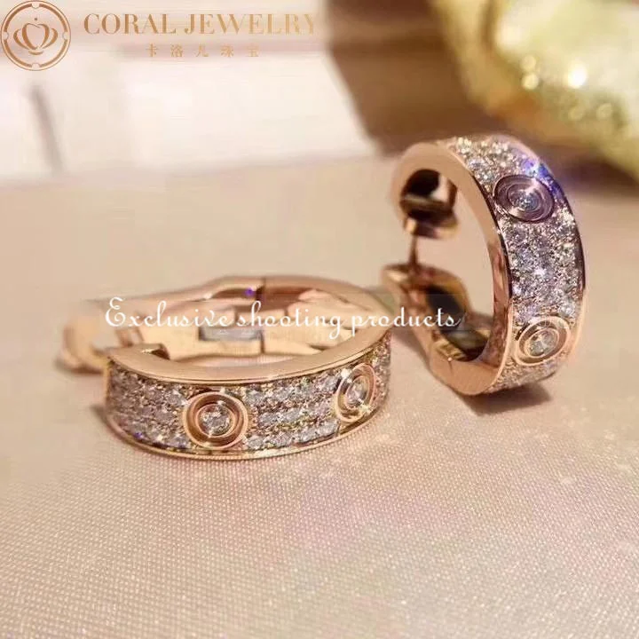 Cartier Love Earrings Diamonds-Paved Rose Gold 4