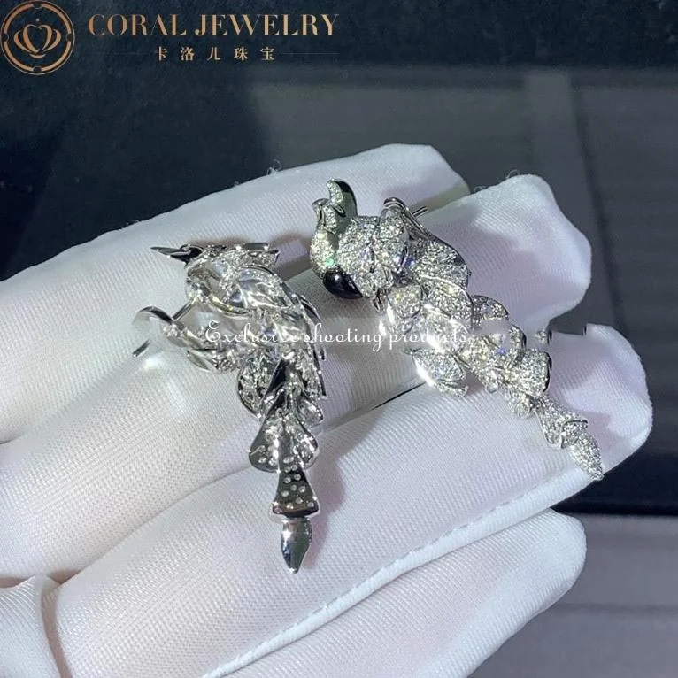 Cartier Les Oiseaux Libérés N8503300 Earrings 18K Gold Diamond Emerald & Mother of Pearl 6