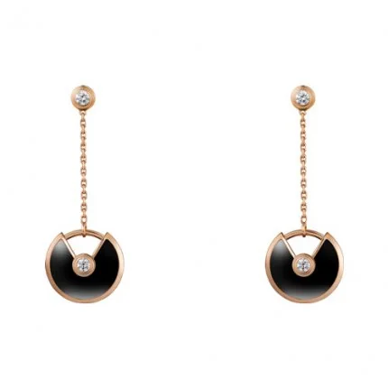 Cartier Amulette De B8301230 Cartier Earrings Onyx Diamond Rose Gold 1
