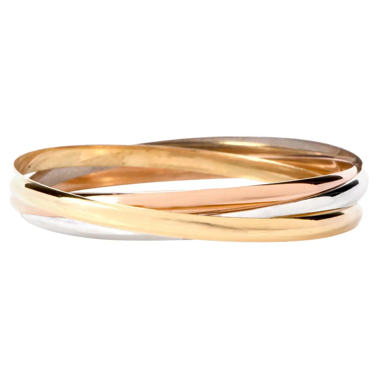 Cartier Trinity Bracelet Tri-Tone 18 Karat Interlocking 3 Bangle 1