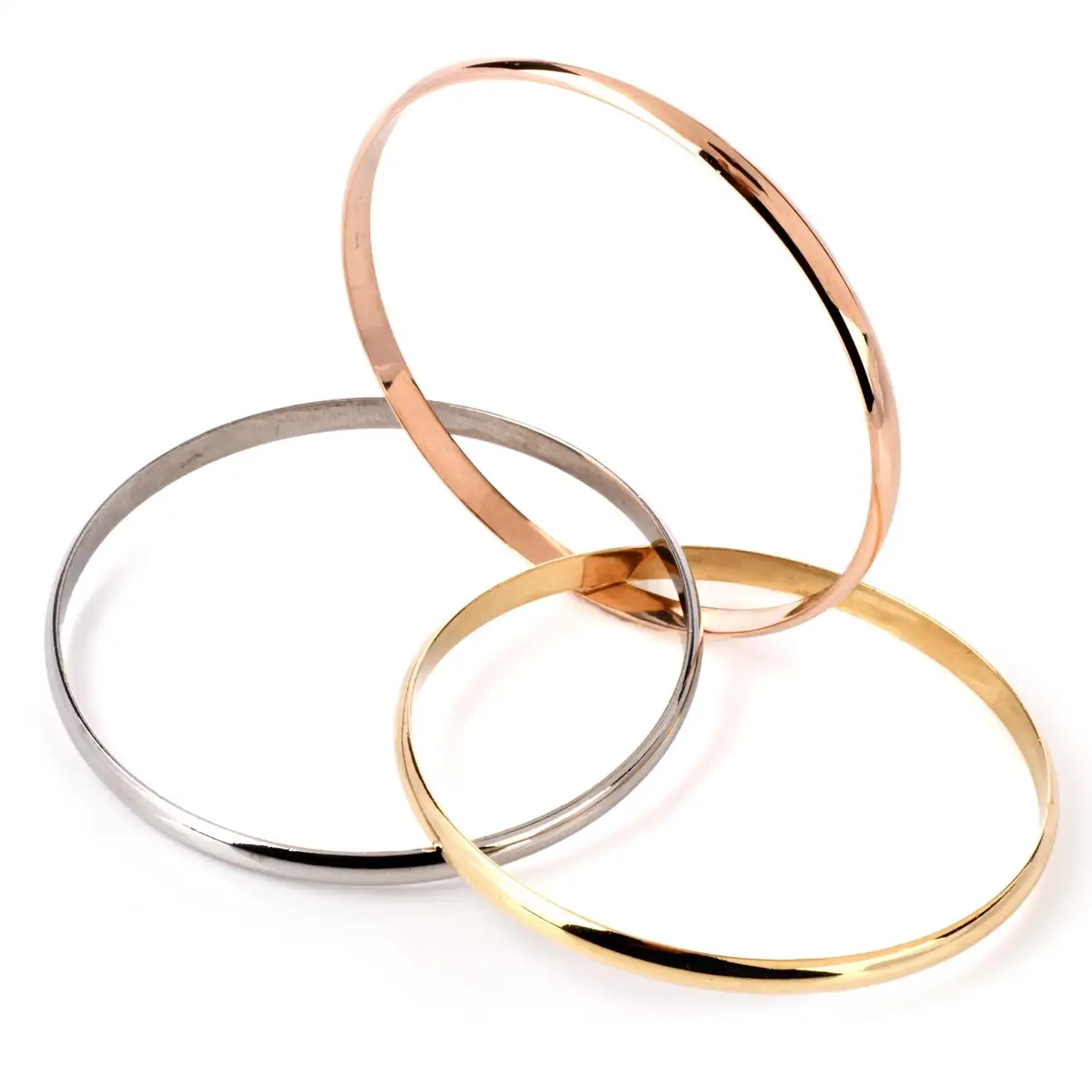 Cartier Trinity Bracelet Tri-Tone 18 Karat Interlocking 3 Bangle 5