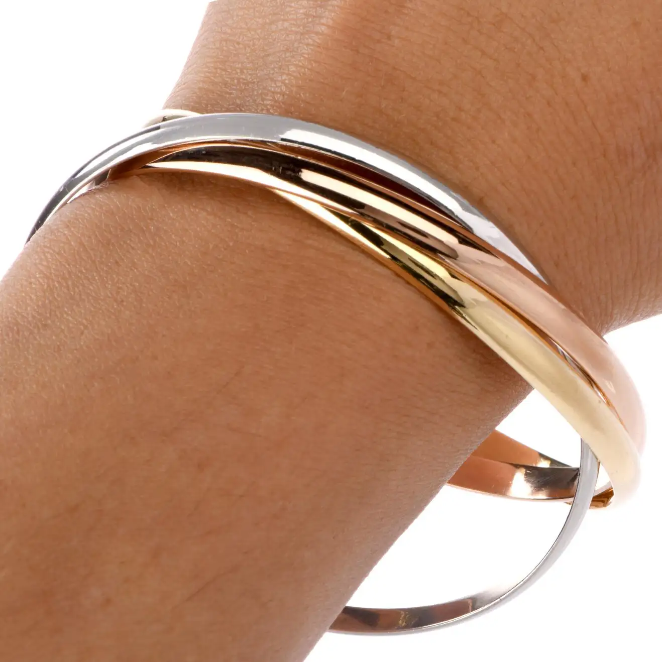 Cartier Trinity Bracelet Tri-Tone 18 Karat Interlocking 3 Bangle 3