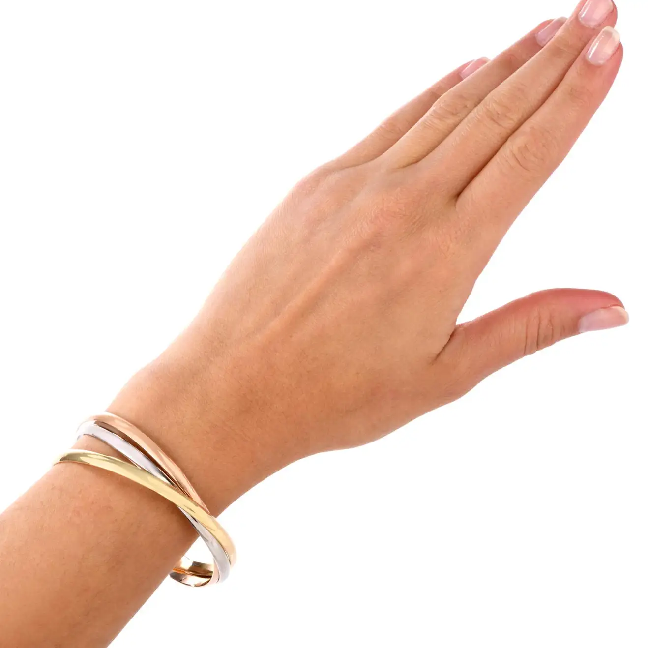 Cartier Trinity Bracelet Tri-Tone 18 Karat Interlocking 3 Bangle 2