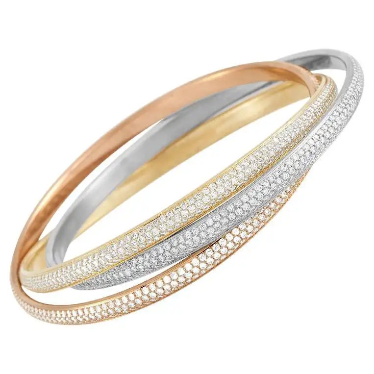 Cartier Trinity Bracelet 18K Yellow Rose and White Gold 9.00 Ct Diamond Bracelet1
