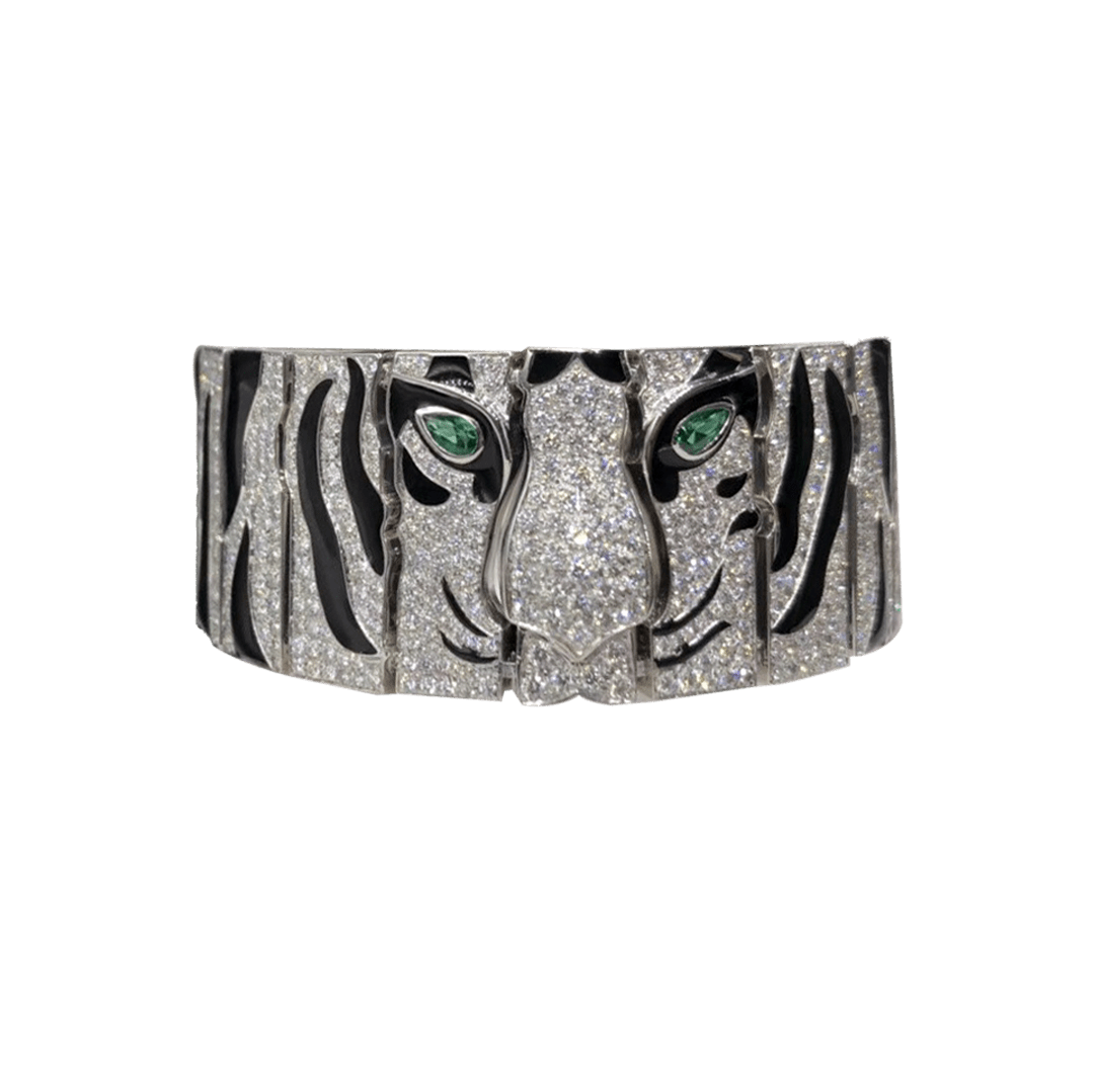 Cartier Bracelet Panthère De Cartier Bracelet White Gold Emerald Diamond Cuff 1