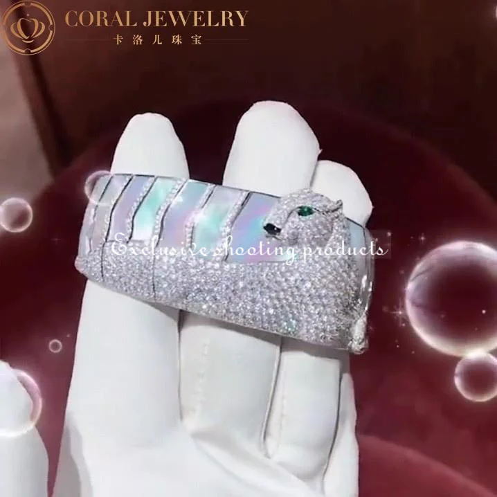 Cartier Panthère Bracelet De Cartier Bracelet White Gold Mother of Pearl Diamond Cuff 4
