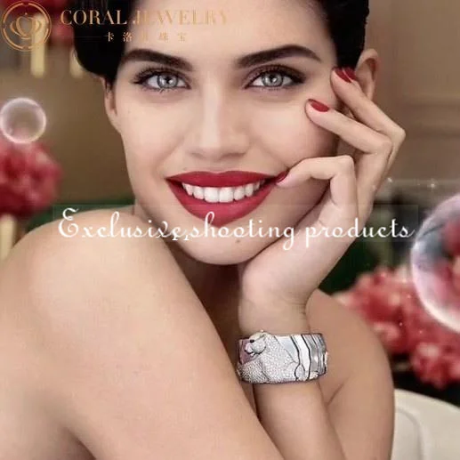 Cartier Panthère Bracelet De Cartier Bracelet White Gold Mother of Pearl Diamond Cuff 3