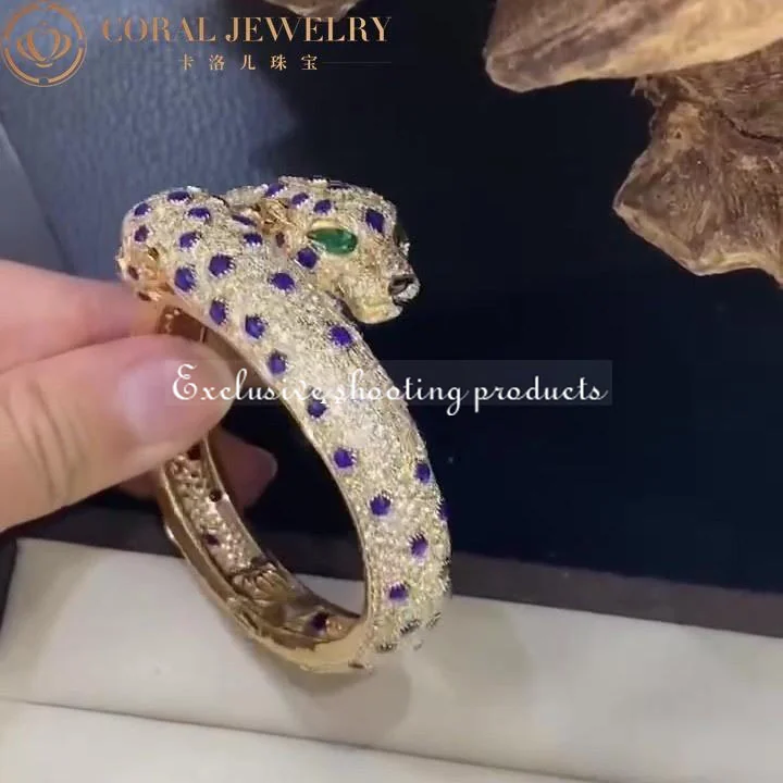 Cartier HP600307 Panthère De Cartier Bracelet 18k Yellow Gold Sapphire Emeralds and Diamonds 4