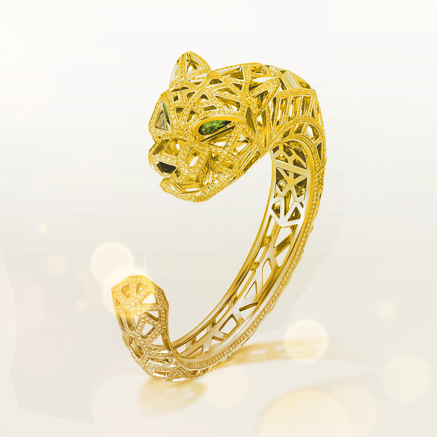 Cartier Panthère De H6030217 Cartier Bracelet 18k Yellow Gold Diamond Onyx Emerald 2