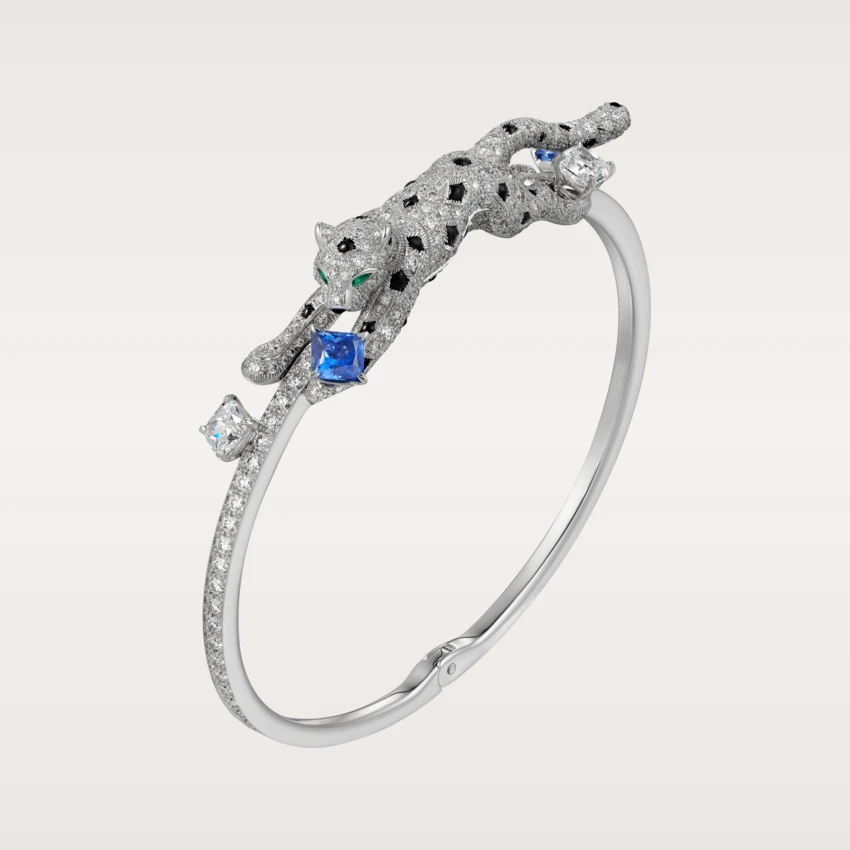Cartier Panthère De H6036017 Cartier Bracelet 18k White Gold Sapphires Emerald Onyx Diamonds 1