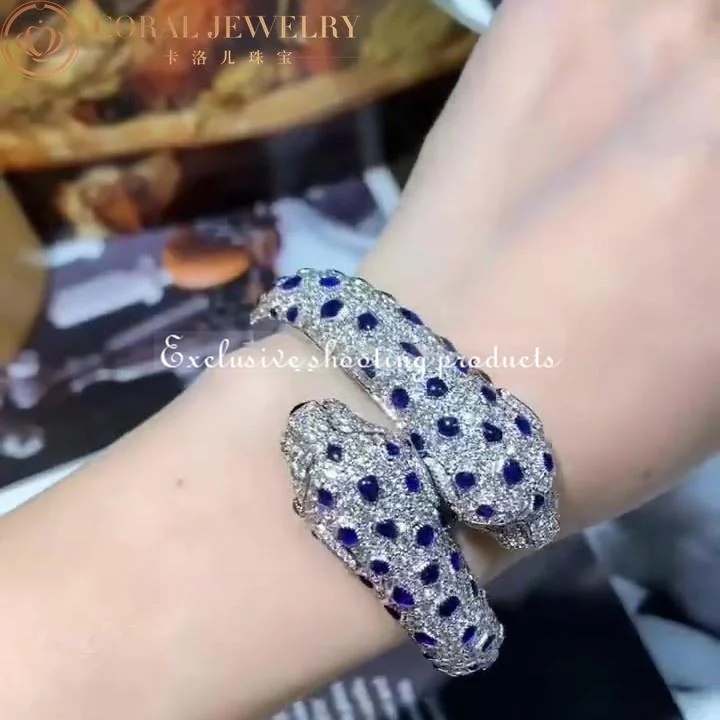 Cartier Panthère De HP600307 Cartier Bracelet 18k White Gold Sapphire Emeralds and Diamonds 3