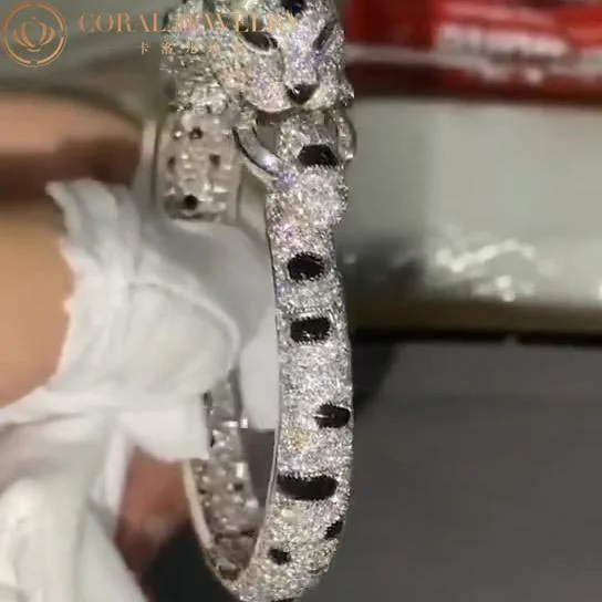 Cartier HP601197 Panthère De Cartier Bracelet 18k White Gold Onyx Emeralds and Diamonds 3