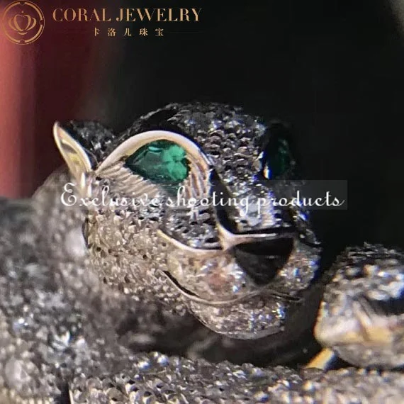 Cartier Panthère De H6019717 Cartier Bracelet 18k White Gold Emerald Onyx Diamonds 10