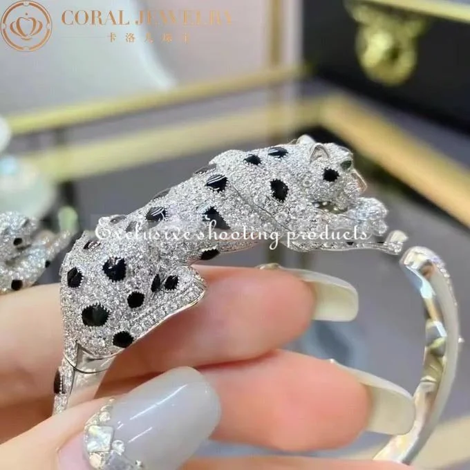 Cartier Panthère De H6019717 Cartier Bracelet 18k White Gold Emerald Onyx Diamonds 9