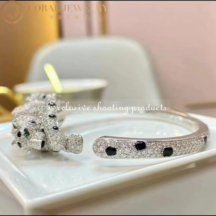 Cartier Panthère De H6019717 Cartier Bracelet 18k White Gold Emerald Onyx Diamonds 8