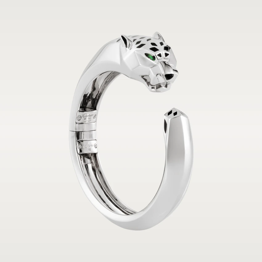 Cartier Panthère De N6034202 Cartier Bracelet 18K White Gold Black Lacquer. Tsavorite Garnets Onyx 1