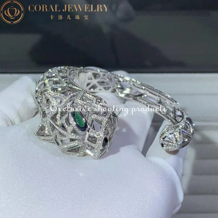 Cartier Panthère De H6030217 Cartier Bracelet 18k White Gold Diamond Onyx Emerald 6