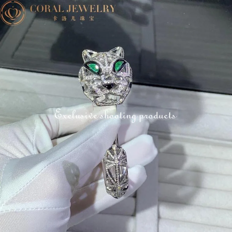 Cartier Panthère De H6030217 Cartier Bracelet 18k White Gold Diamond Onyx Emerald 3