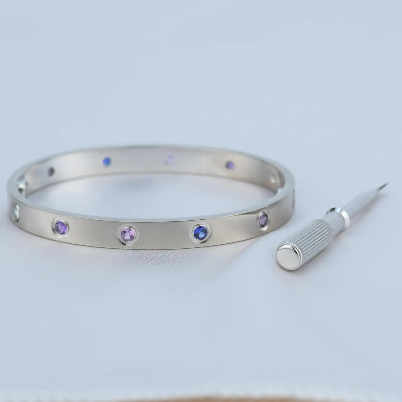 Cartier Love Bracelet Multi Gem White Gold Ref. B6036317 Coral 39