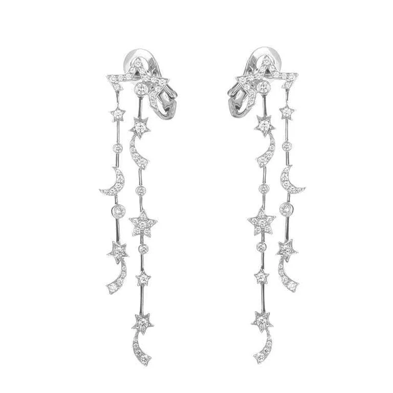 Chanel Comete Earrings Diamond White Gold Dangle Earrings 1